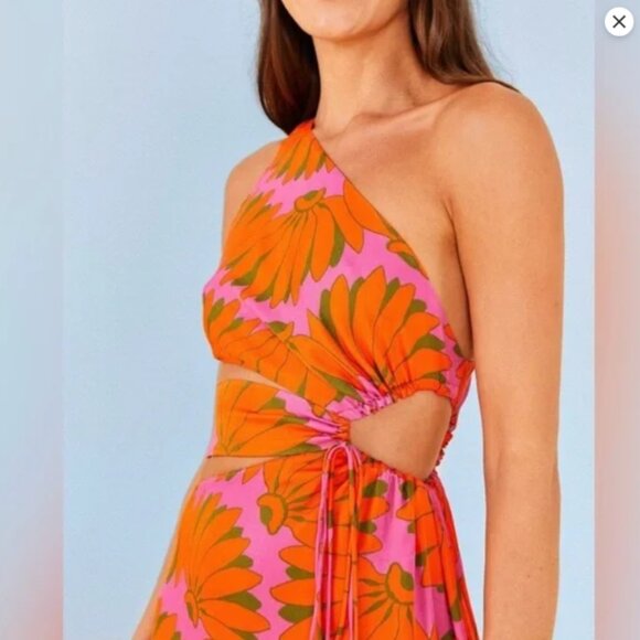 FARM Rio Orange and Pink Midi Dress - Picture 3 of 6